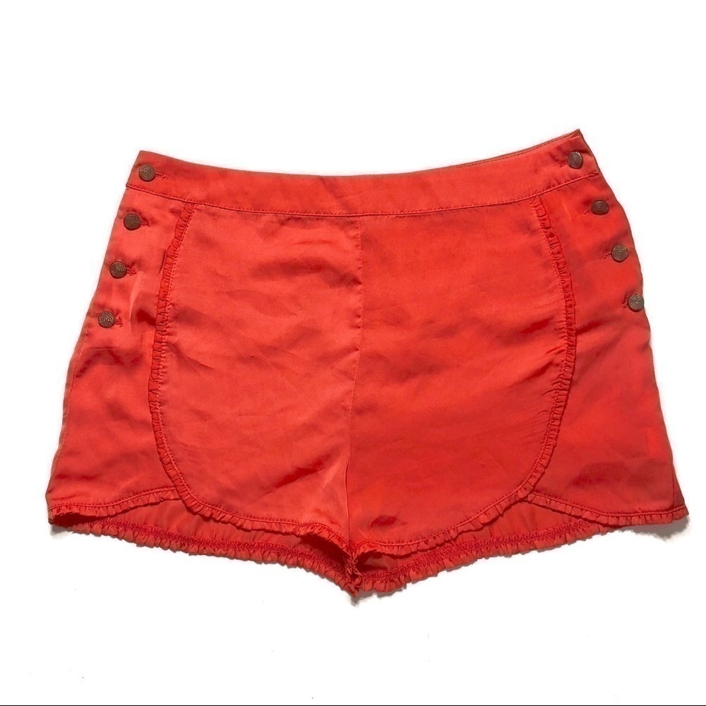 Lush Fringe Button Side Shorts Large Women’s Red